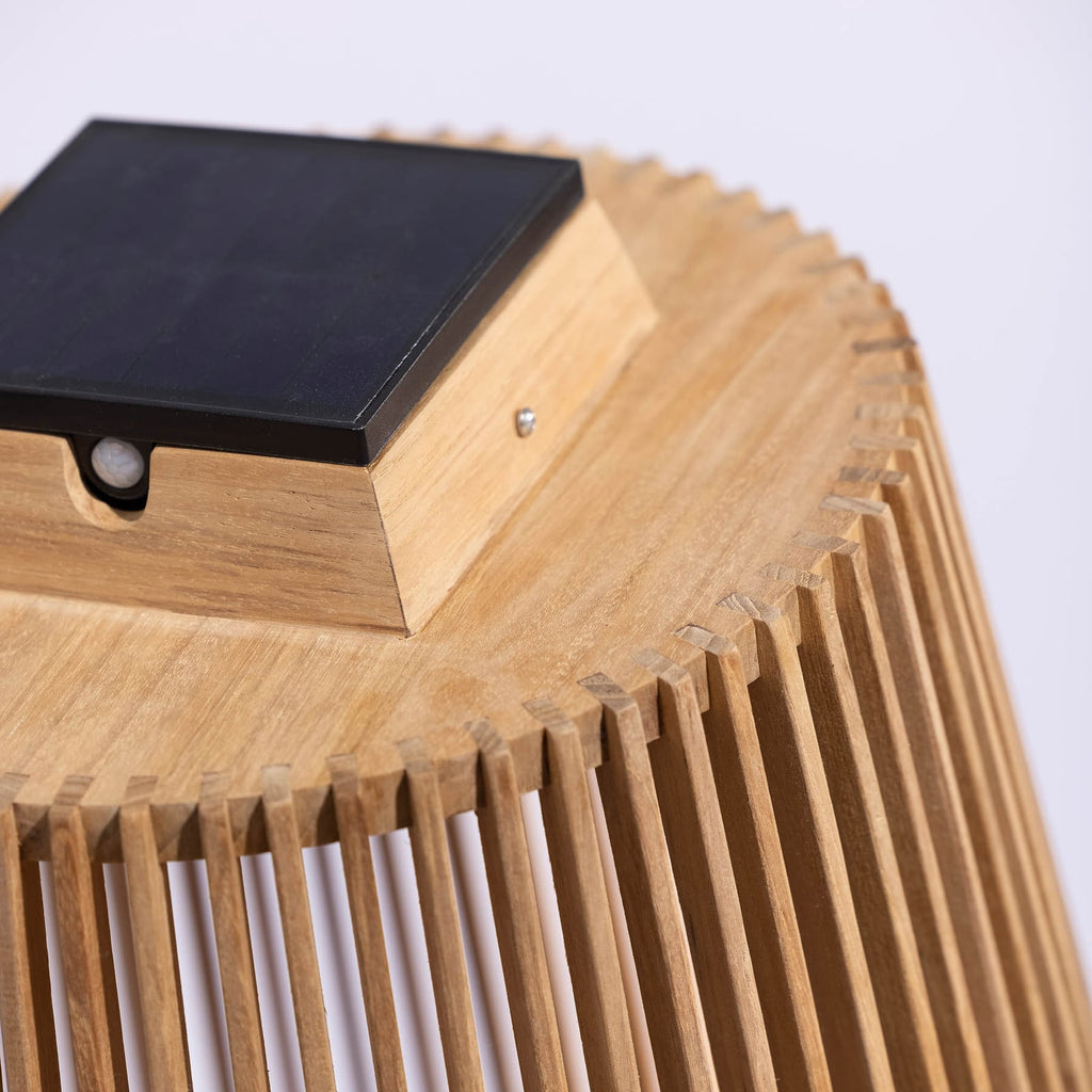 Solcellegulvlampe Tecka teak med bevegelsessensor IP55 - Les Jardins
