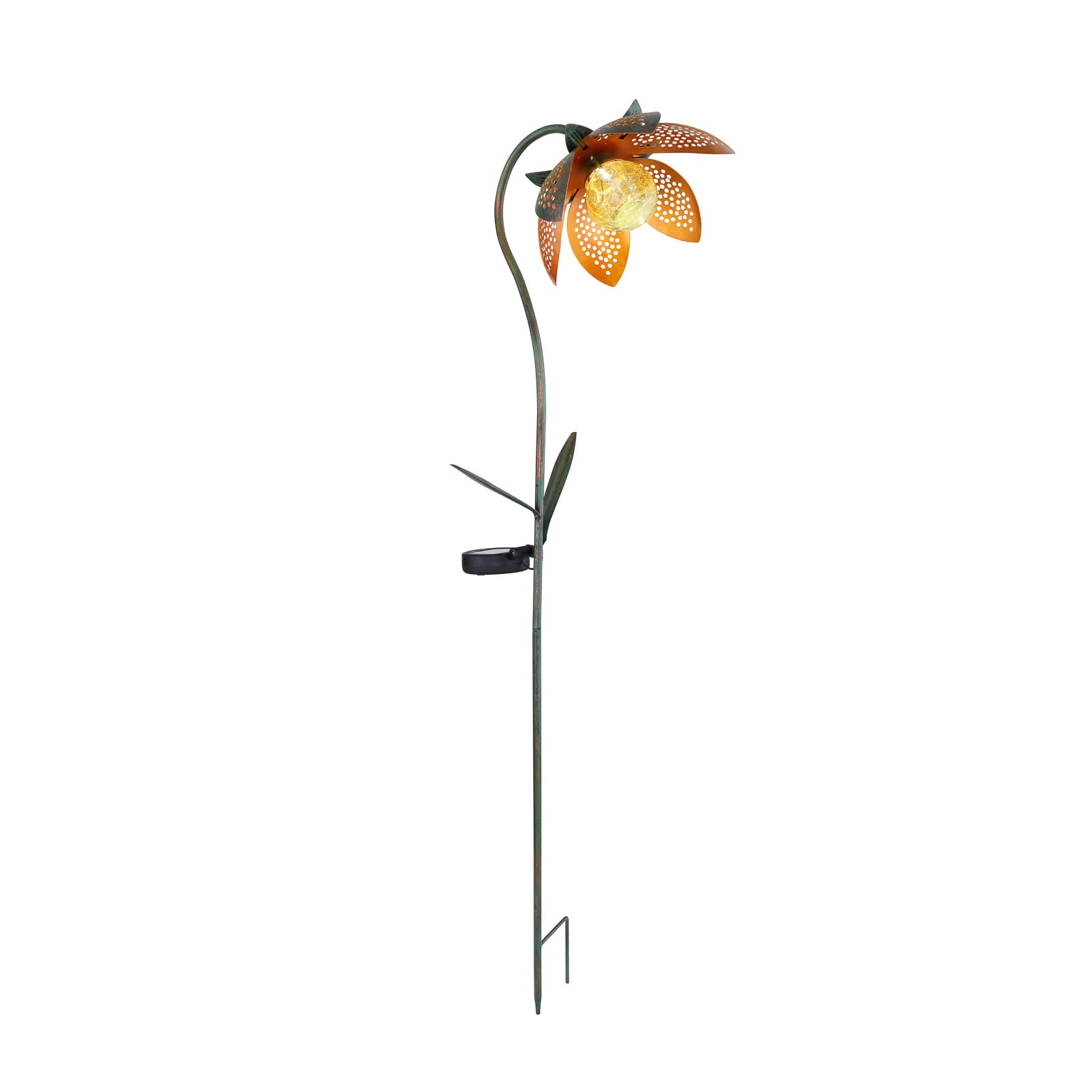 Solcellelampe dekor blomst med jordspyd H90 cm forfra