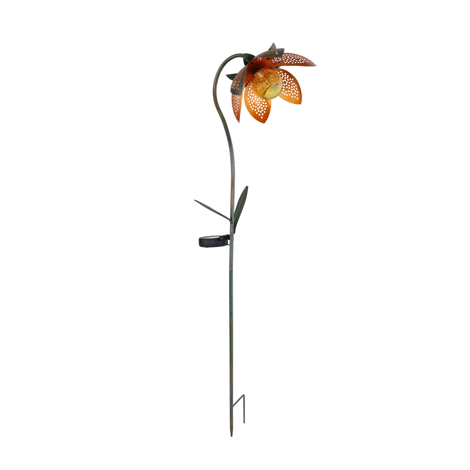 Solcellelampe dekor blomst med jordspyd H90 cm bakside