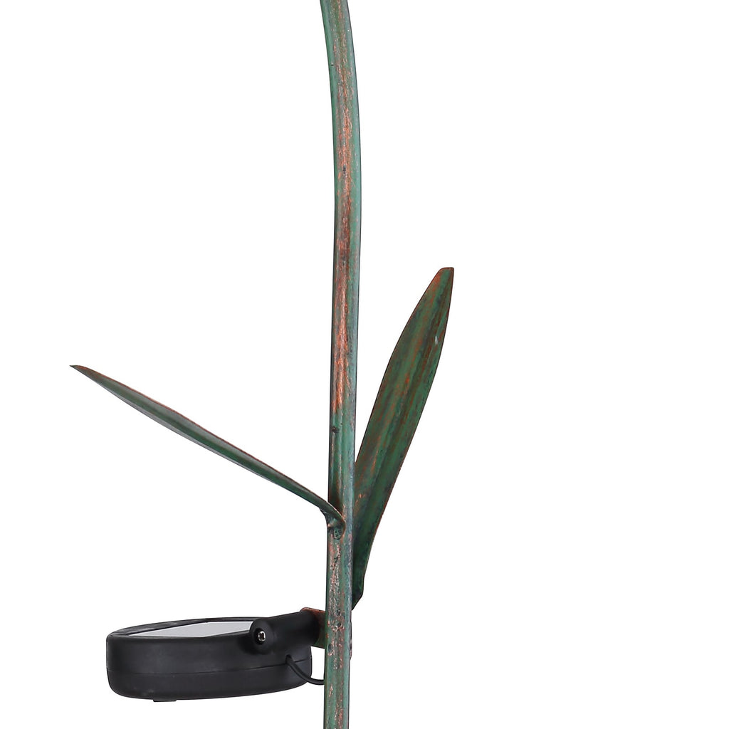 Detalj av solcellelampe dekor blomst med jordspyd H90 cm