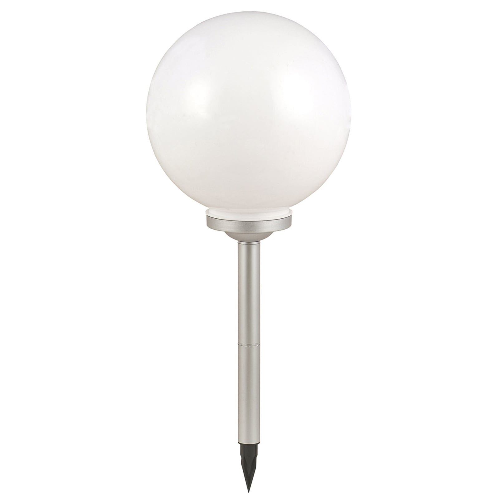 Solcellelampe kuleformet Celyn med spyd bakside hvit