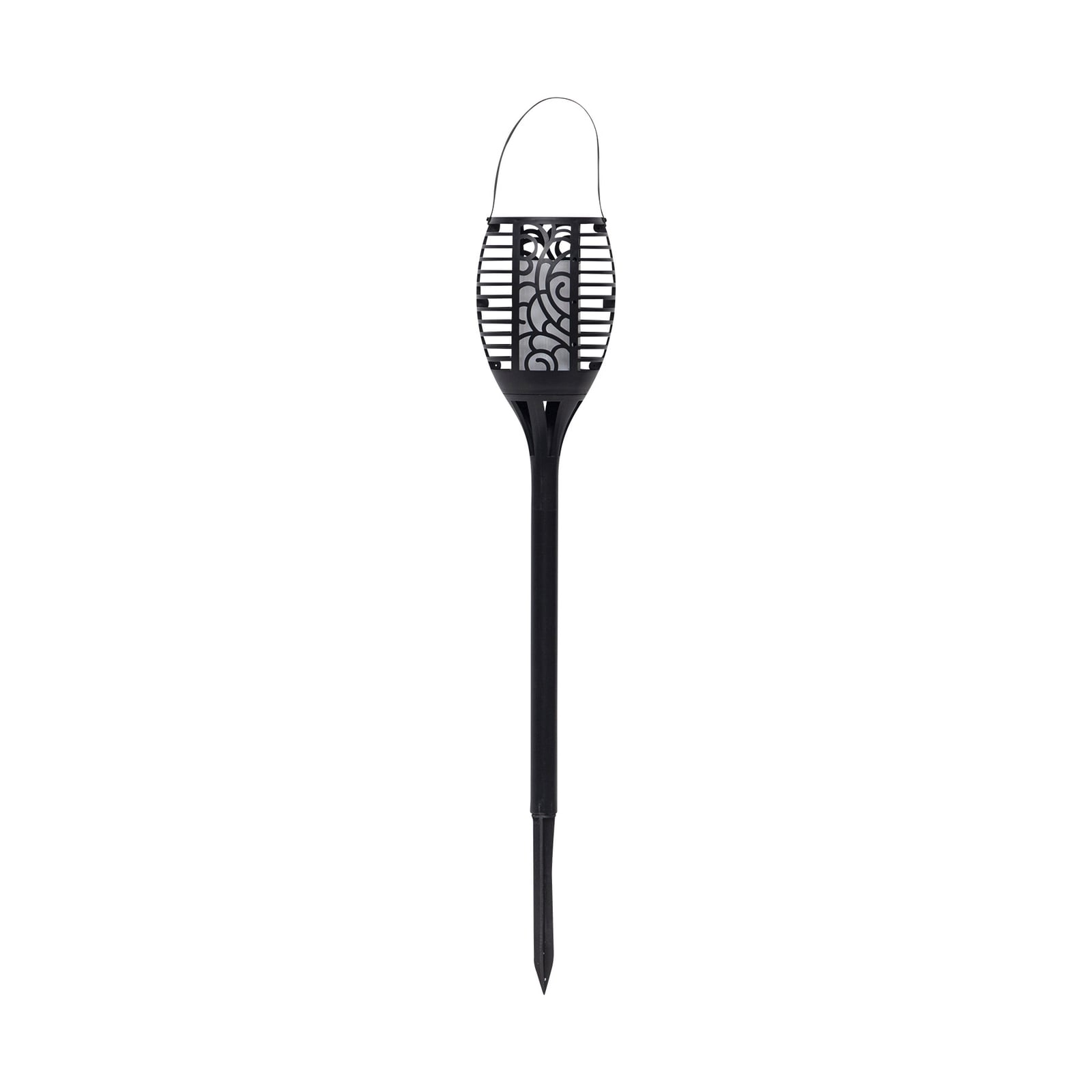 Solcellelampe LED Flame med jordspyd i gress