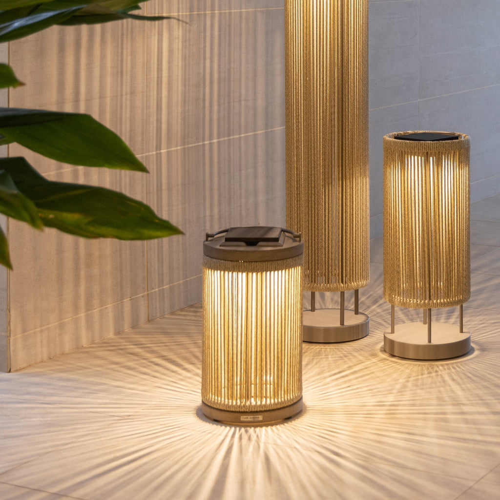 Nærbilde av Solcellelampe LED Rop&Strip dimbar beige H40 cm detalj