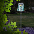 Solcellelampe med spyd sølv metall 70 cm IP44 forfra