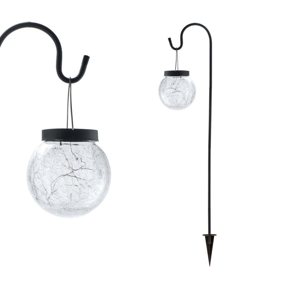 Solcellelampe med spyd Sunshine Pearl glass/metall IP44 forfra