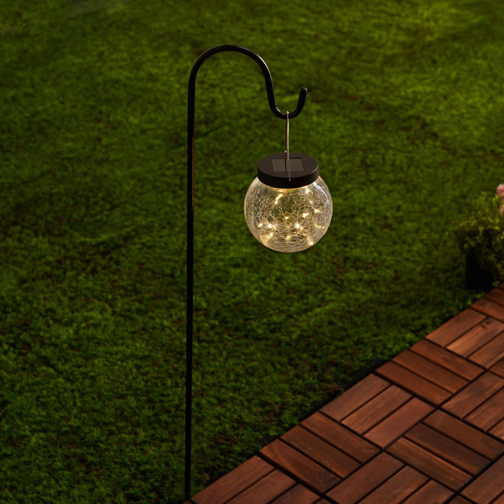 Bakside av Solcellelampe med spyd Sunshine Pearl glass/metall IP44