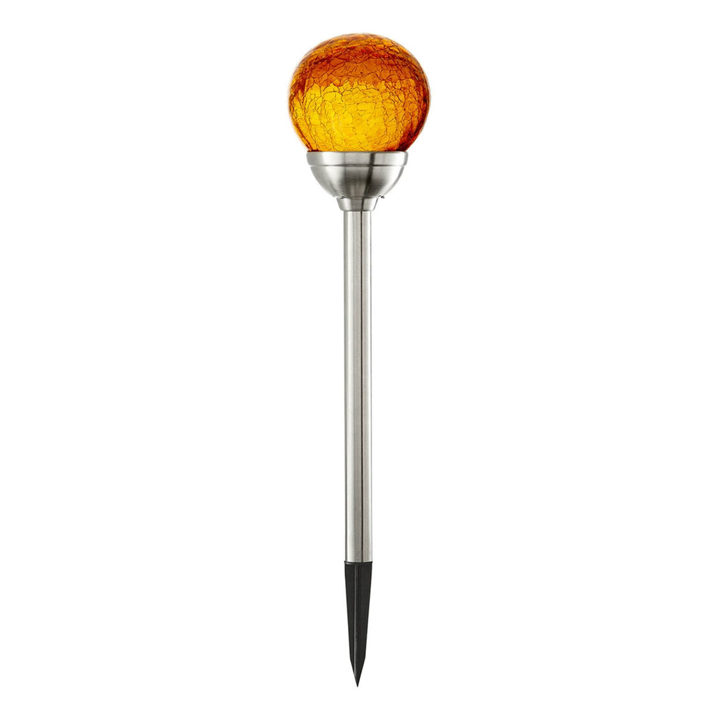 Solcellelampe Roma med spyd glasskule amber LED IP44 bakside