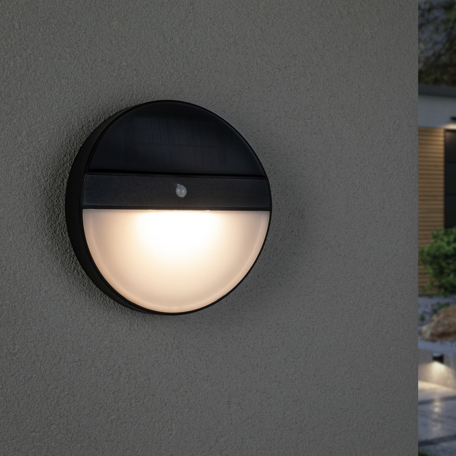 Solcellevegglampe Elois med bevegelsessensor bakside