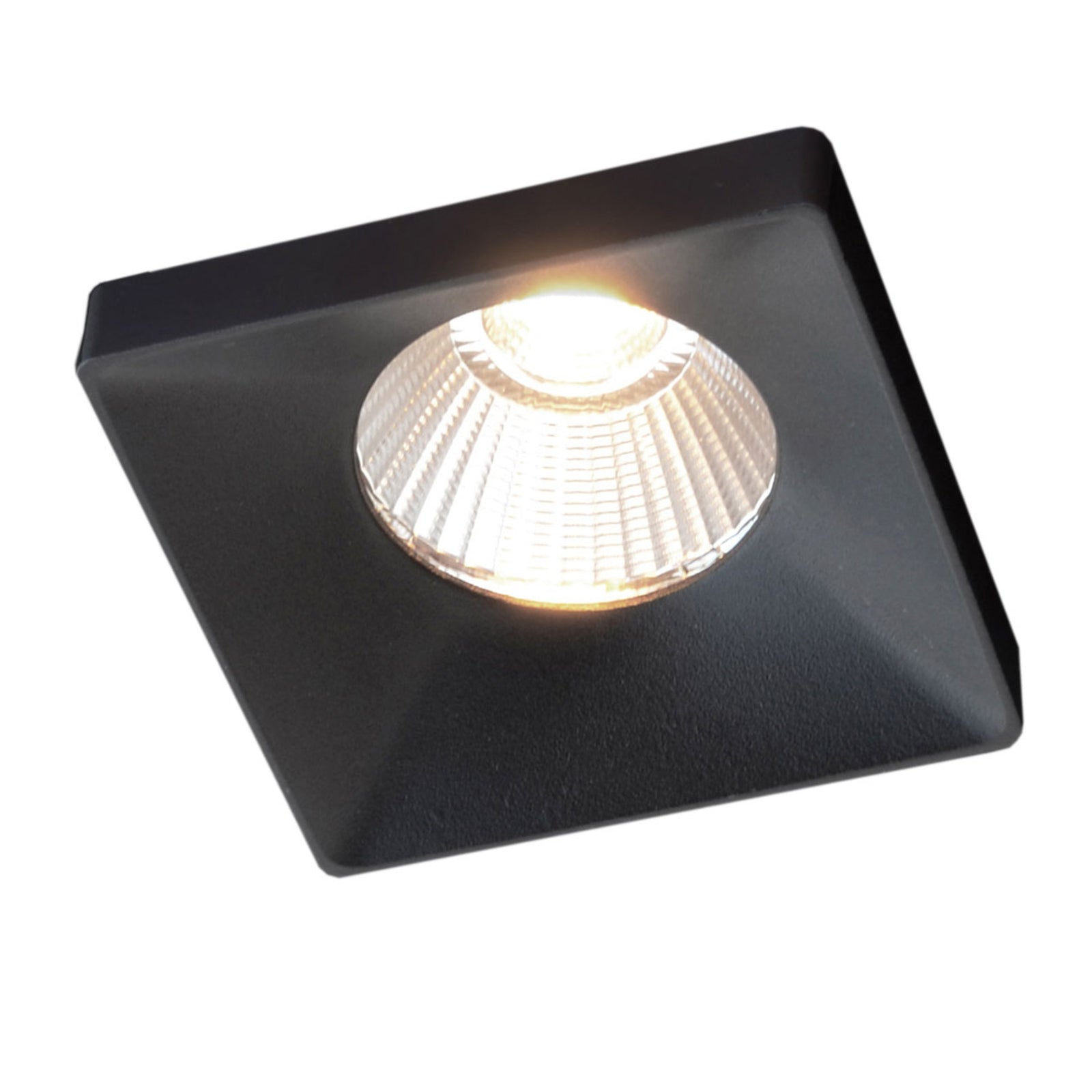 Squary LED innbyggingsspot svart IP54 dimbar 9W 3000K for takmontering