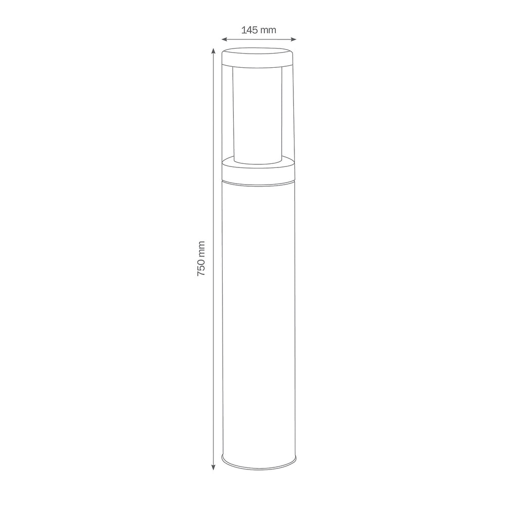 Sti-lampe 1256 rustfritt stål E27 dimbar IP65 75 cm detalj