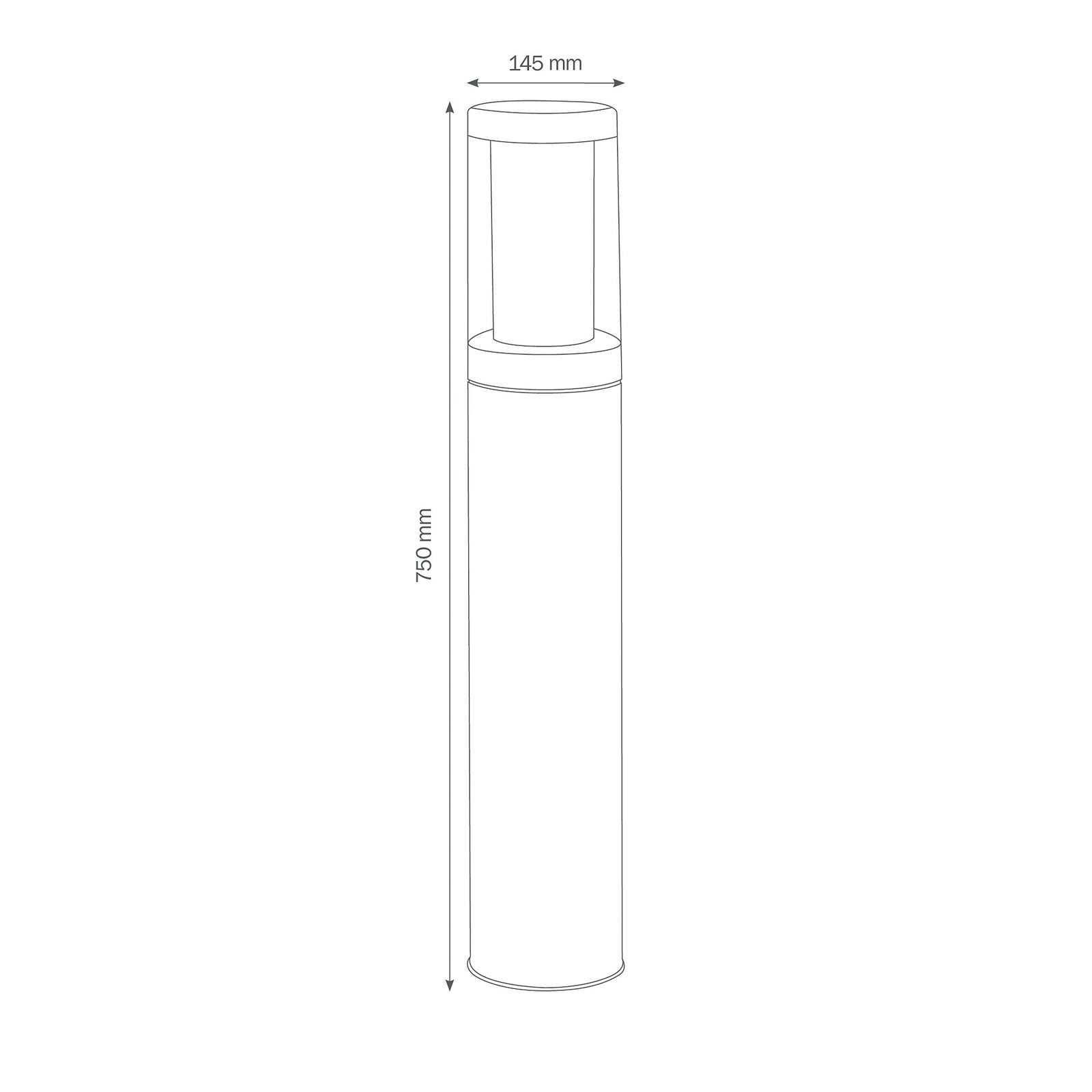 Sti-lampe 1256 rustfritt stål E27 dimbar IP65 75 cm detalj