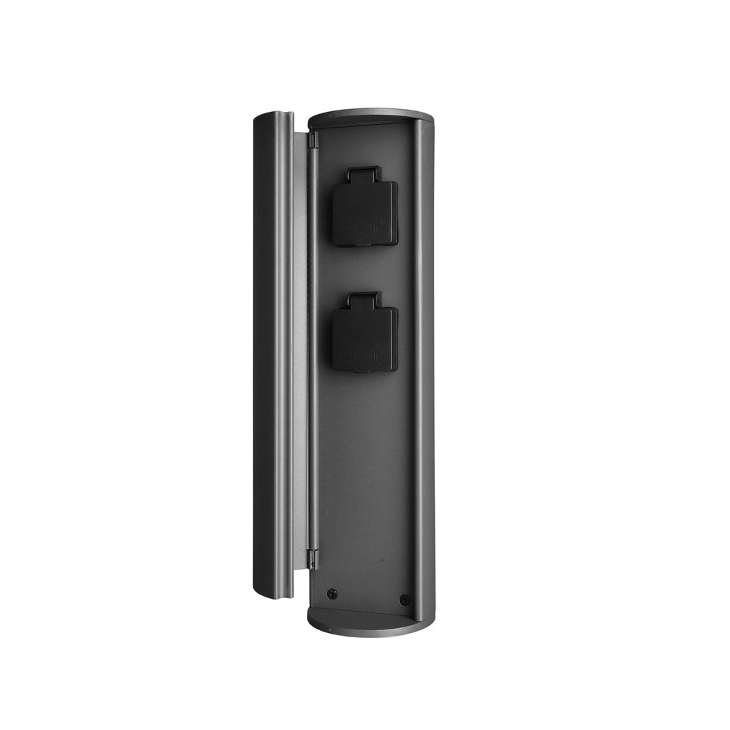 Stikkontaktstolpe 2 uttak pressstøpt aluminium Ø10 cm IP44 bakside