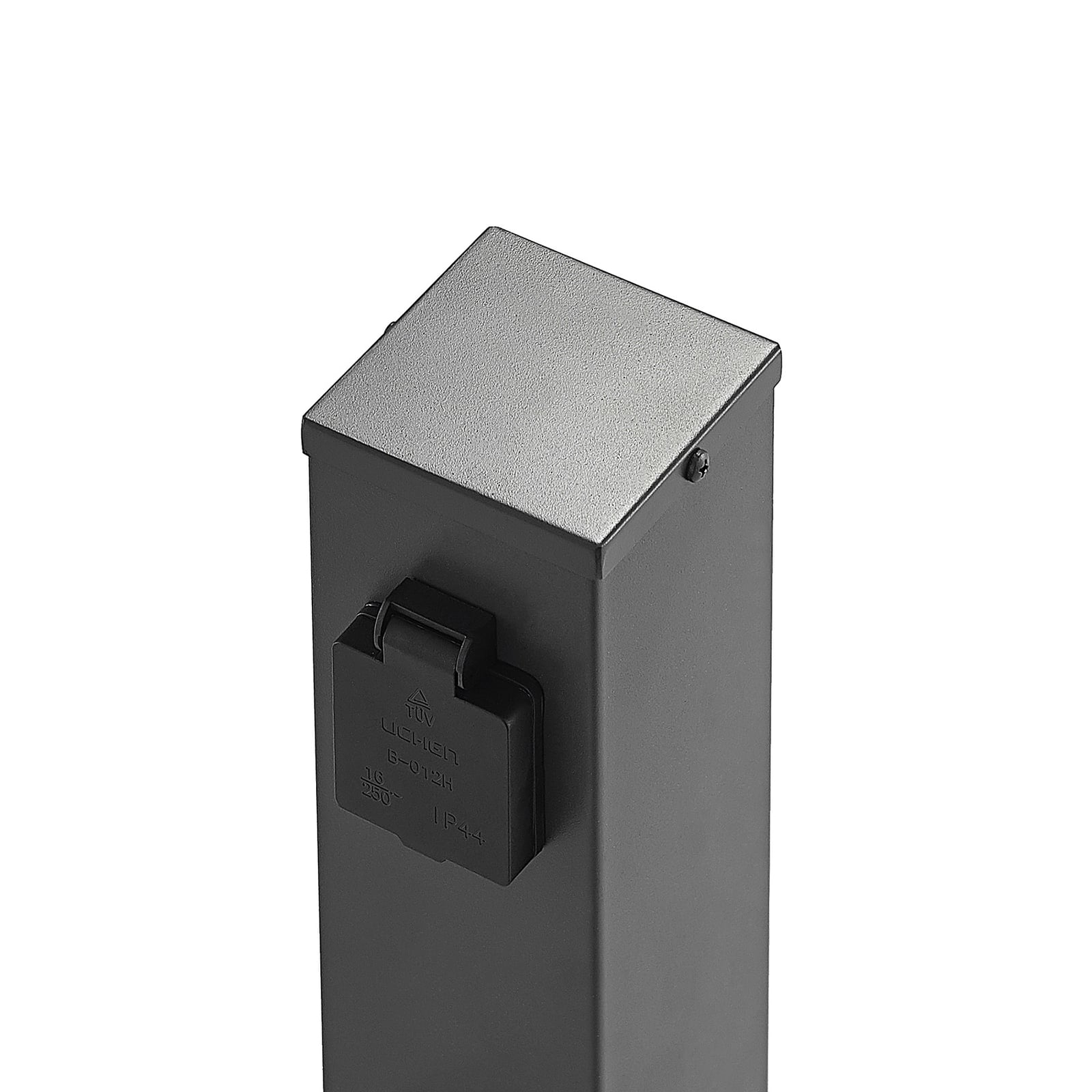 Stikkontaktstolpe Aviko 4 uttak rustfritt stål IP44 sideprofil