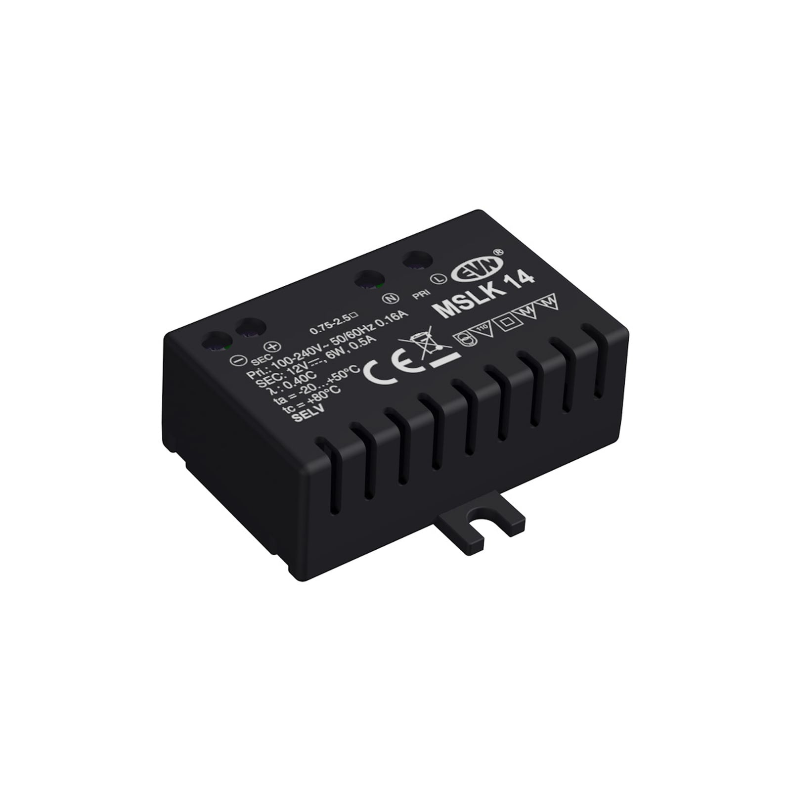 Strømforsyning 12V/DC 0,1-6W IP20 plast - EVN detalj