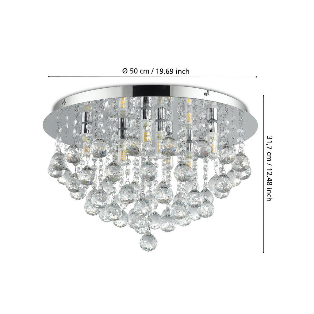 Detalj av krystallglass på Taklampe Almonte krystallglass Ø50 cm G9 IP44