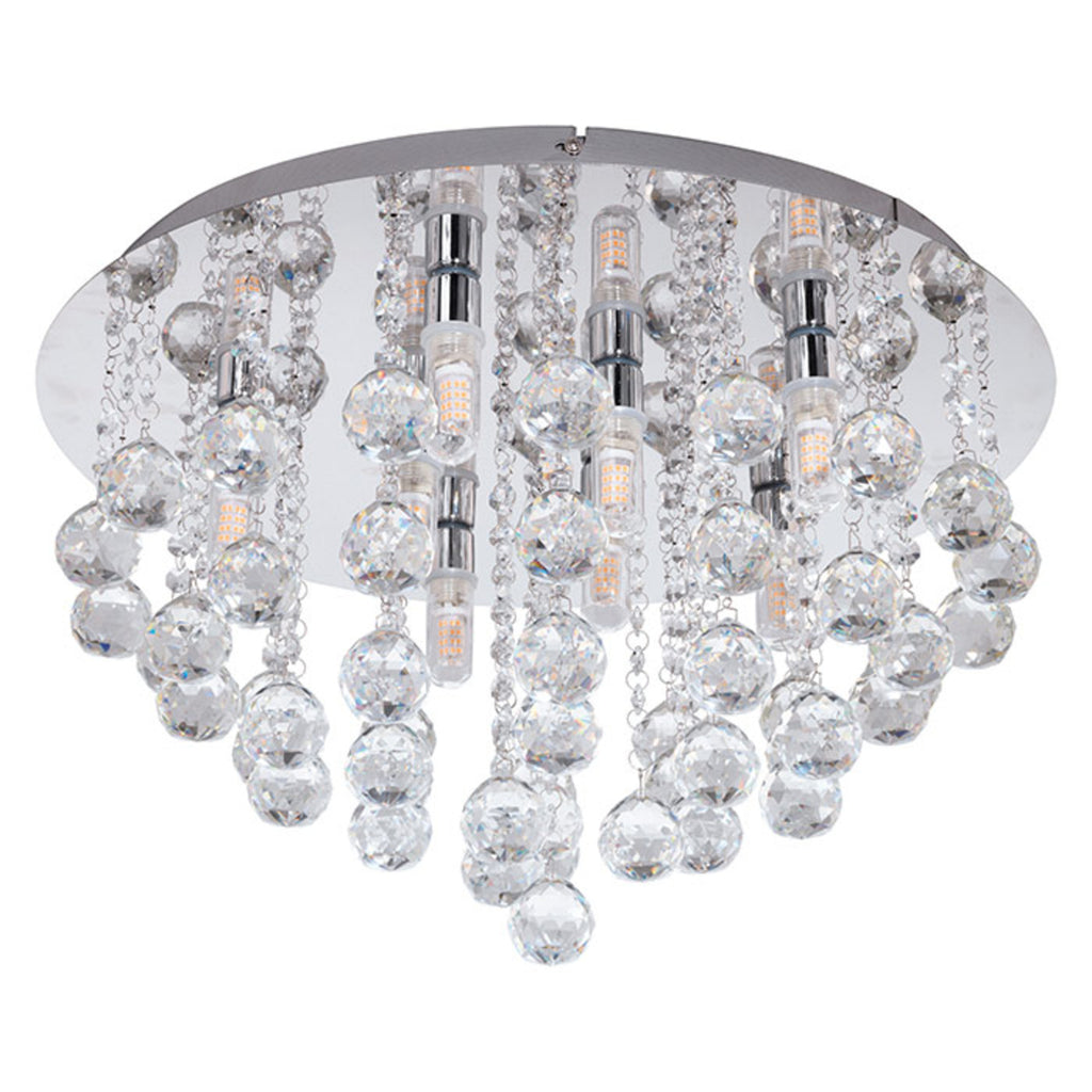 Montert Taklampe Almonte krystallglass Ø50 cm G9 IP44 i rom