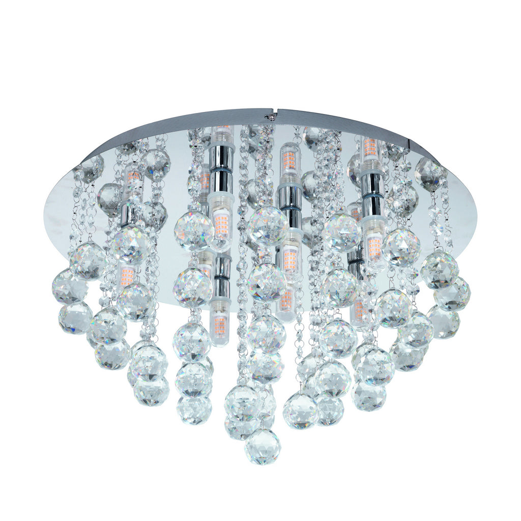 Nærbilde av metallbase på Taklampe Almonte krystallglass Ø50 cm G9 IP44