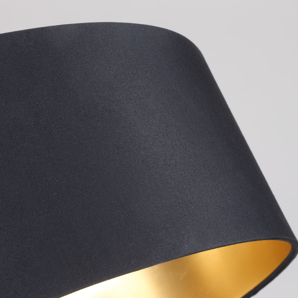 Taklampe Coleen tekstil svart/gull metallramme detalj
