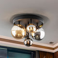 Taklampe Dark 5-lys glass amber og røyk forfra