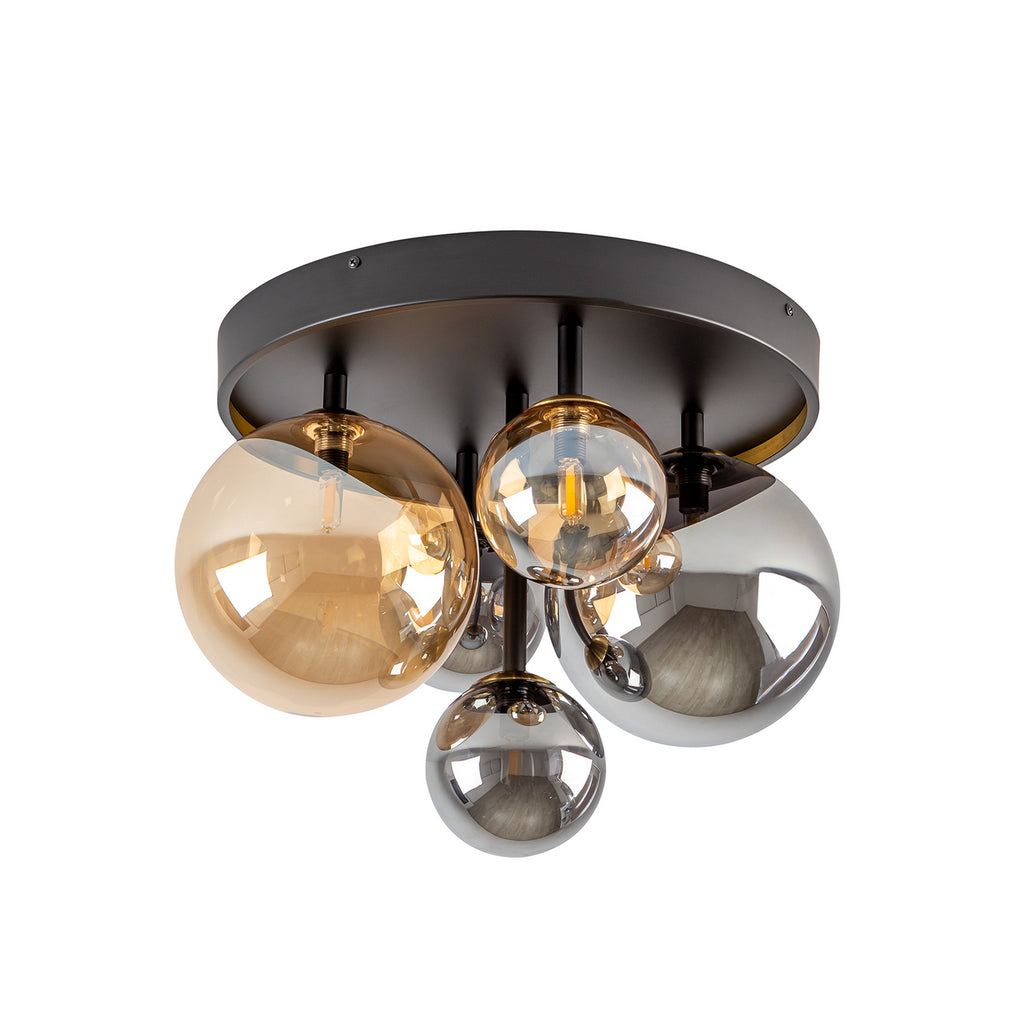 Detalj av glass og metall på Taklampe Dark 5-lys