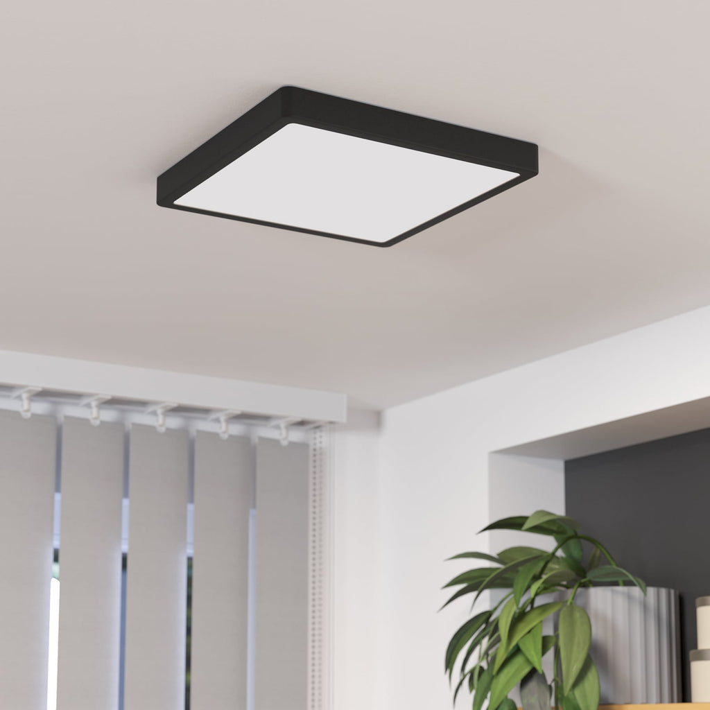 Taklampe Fueva 5 LED svart IP44 28x28 cm 3000K bakside