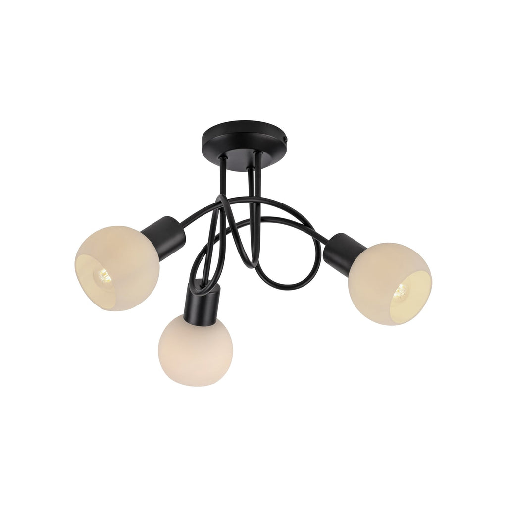 Detaljbilde av Taklampe Loki 3-lys svart jern glass