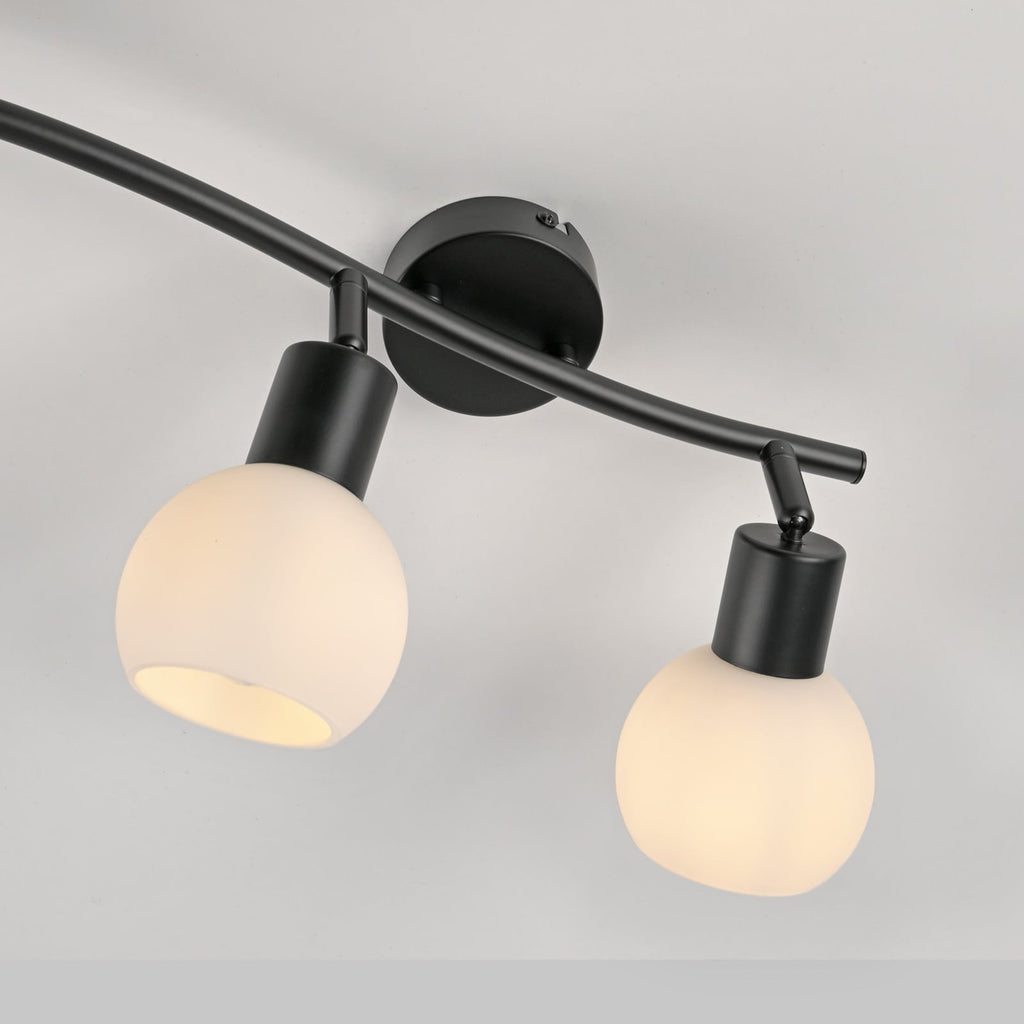 Visning av LED-pærer i Taklampe Loki 3-lys svart jern og glass E14 56 cm