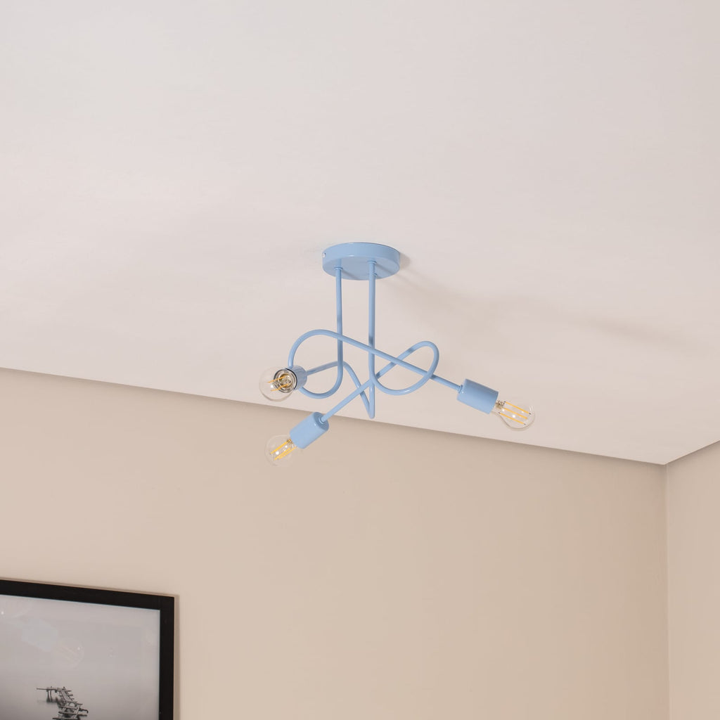 Taklampe Oxford 3-lys lyseblå metall detalj