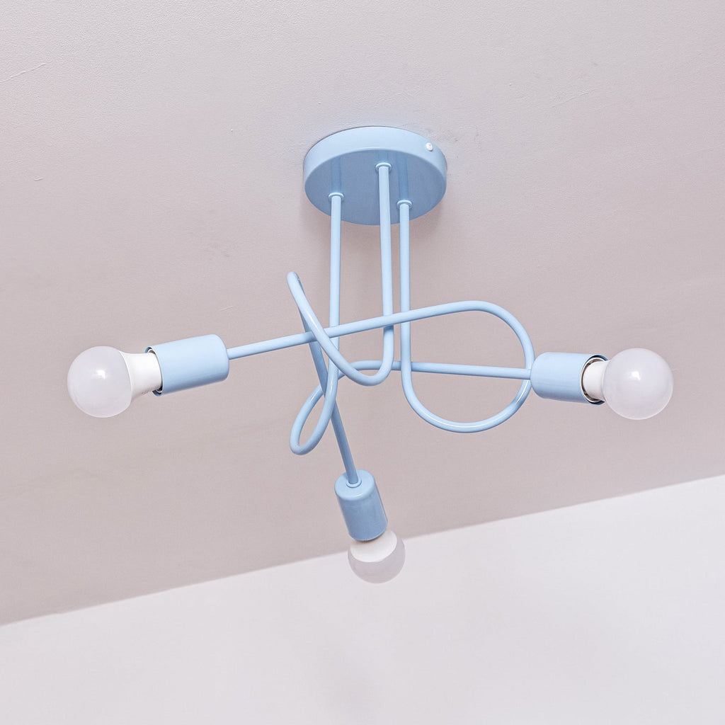 Taklampe Oxford 3-lys lyseblå metall nærbilde