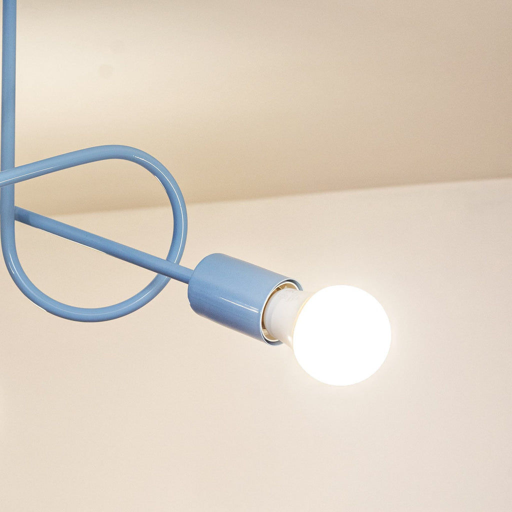 Taklampe Oxford 3-lys lyseblå metall lysdetalj
