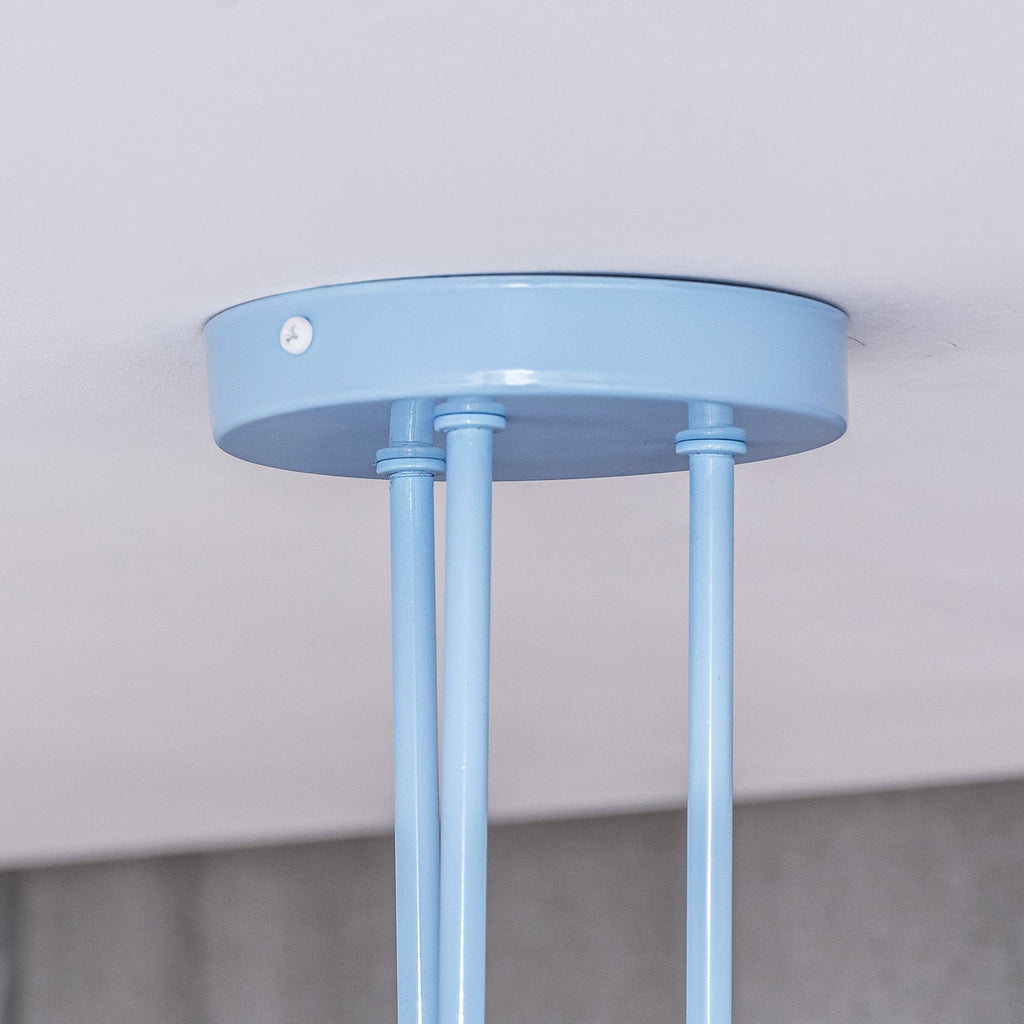Taklampe Oxford 3-lys lyseblå metall i rom