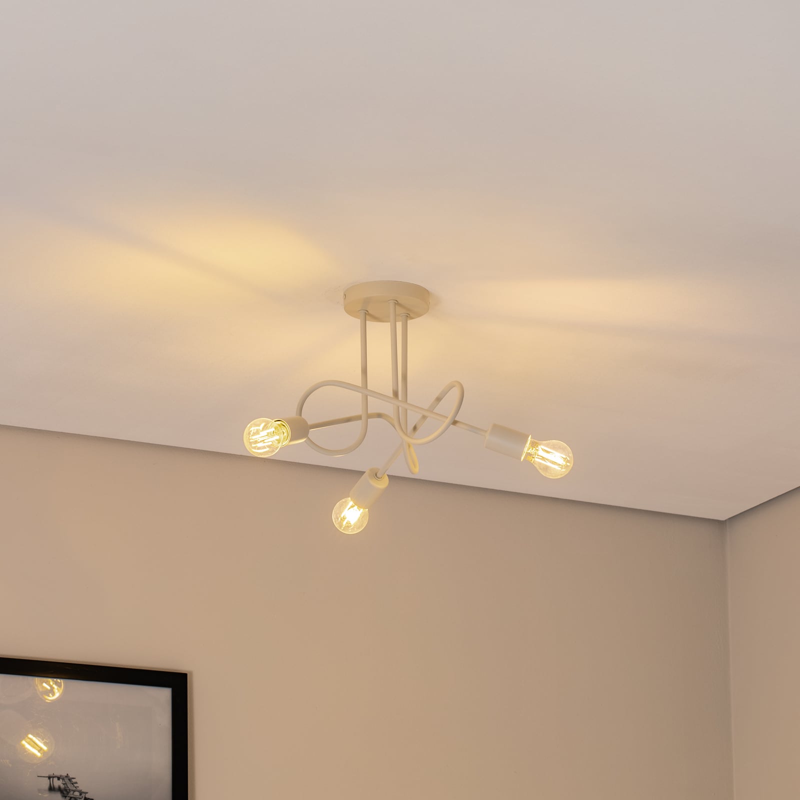 Bakside av Taklampe Oxford 3-lys sand metall
