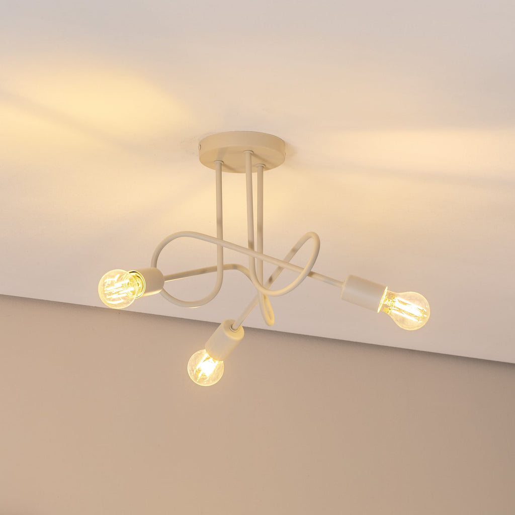 Taklampe Oxford 3-lys sand metall forfra