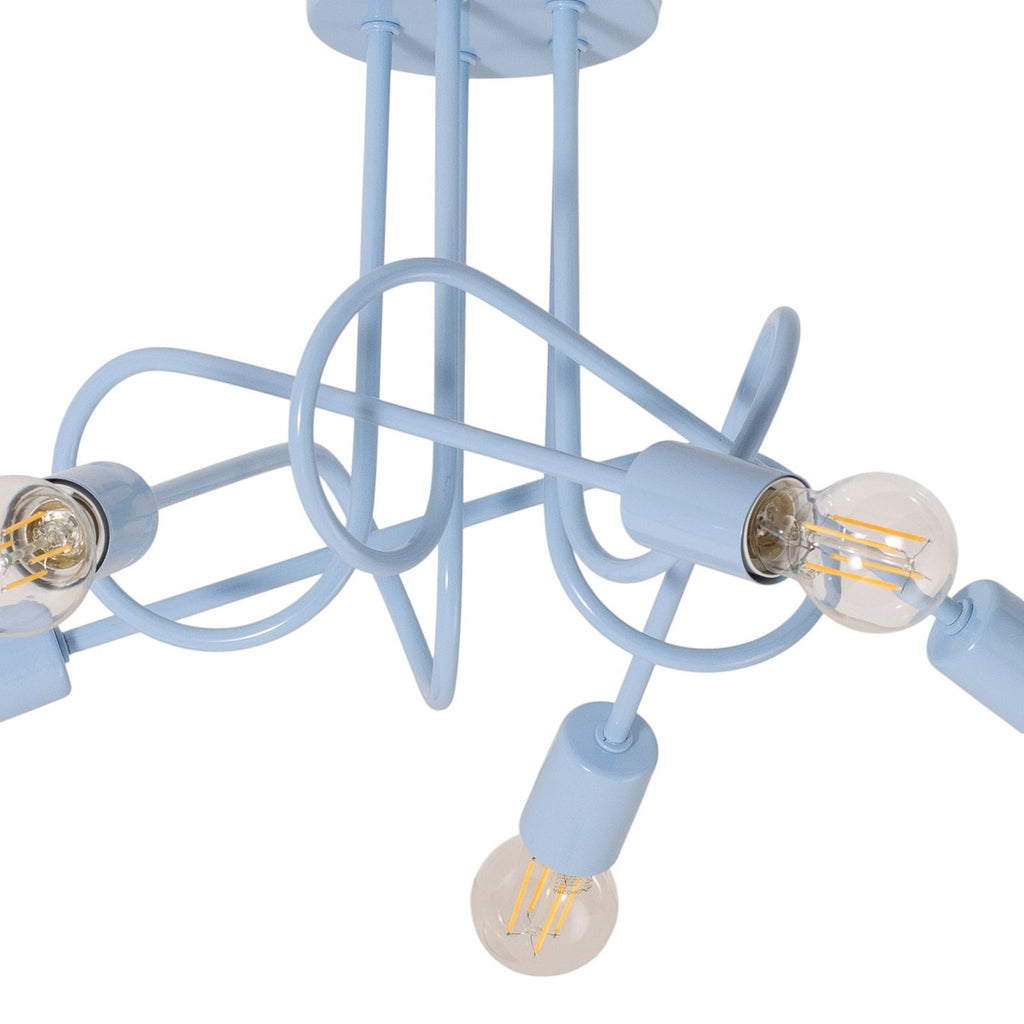 Taklampe Oxford 5-lys lyseblå metall side