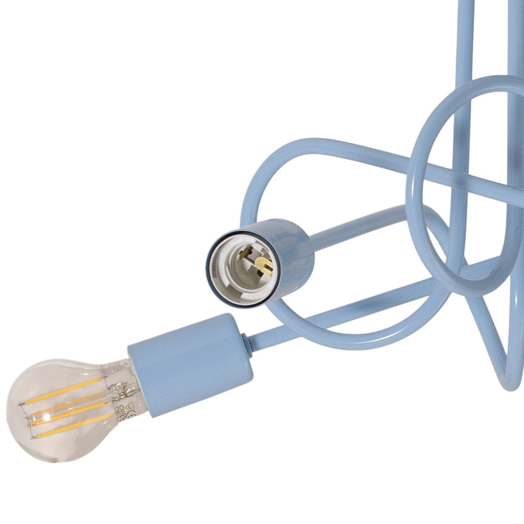 Taklampe Oxford 5-lys lyseblå metall vinklet