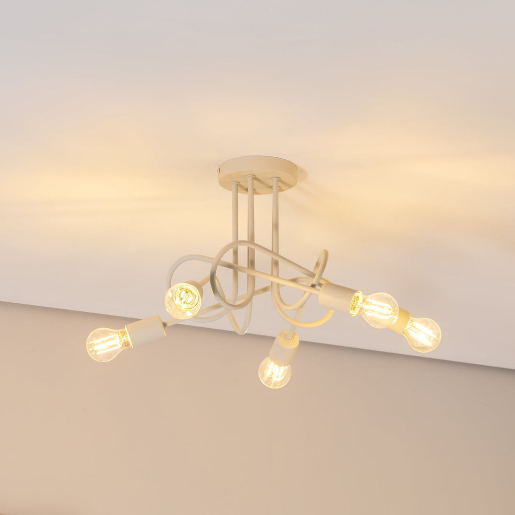 Taklampe Oxford 5-lys sand metall Ø47 cm forfra