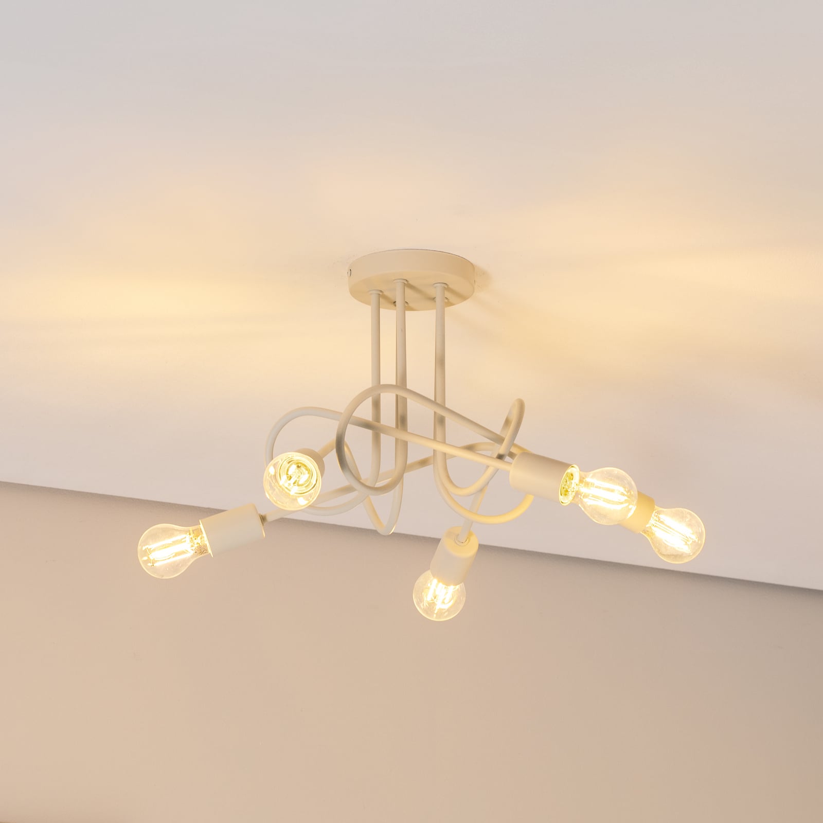 Taklampe Oxford 5-lys sand metall Ø47 cm forfra
