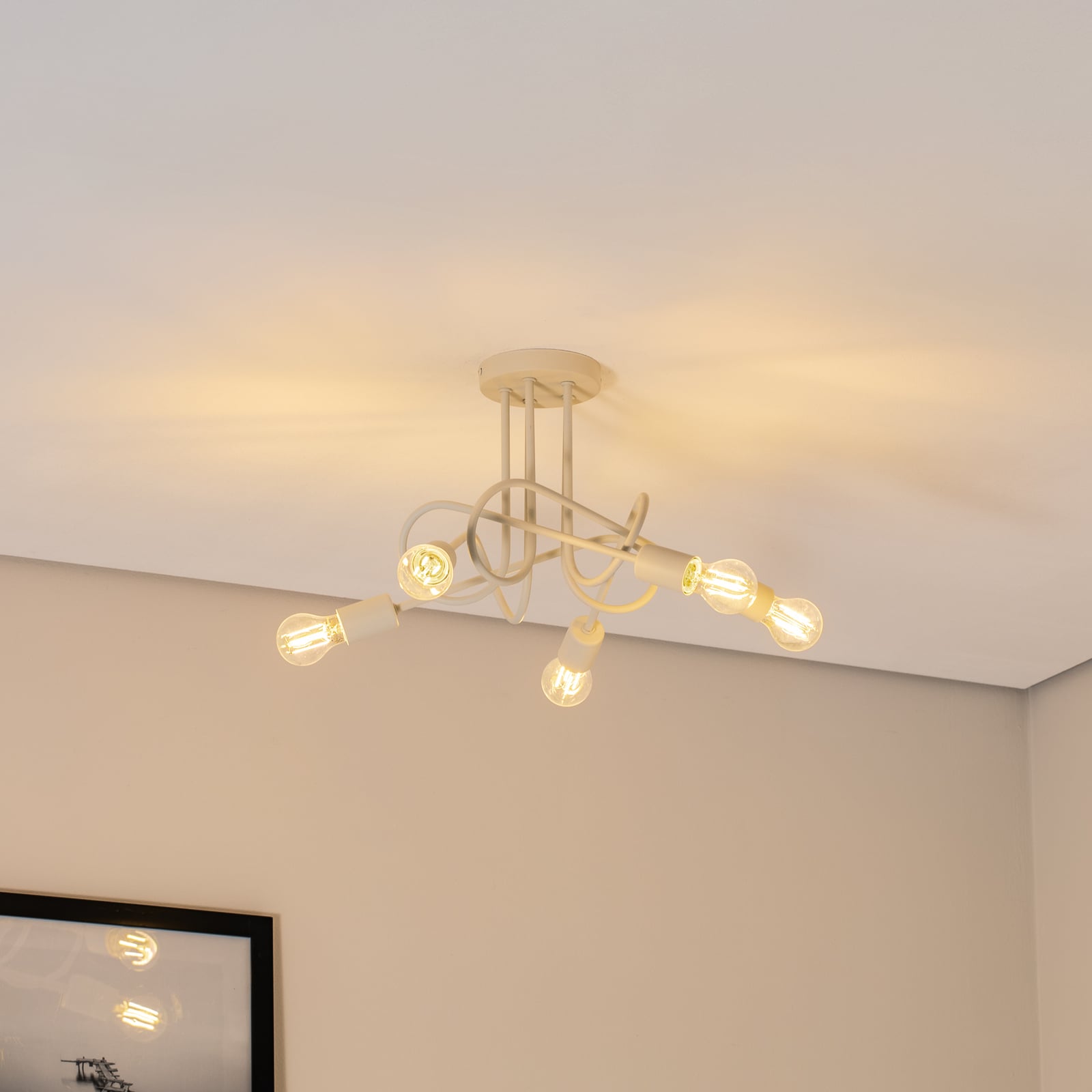 Taklampe Oxford 5-lys sand metall Ø47 cm bakside
