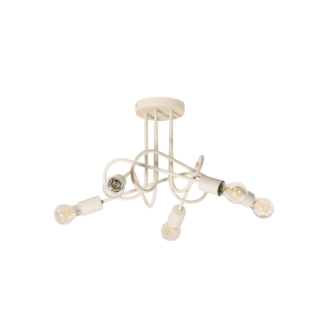 Taklampe Oxford 5-lys sand metall Ø47 cm montert i rom