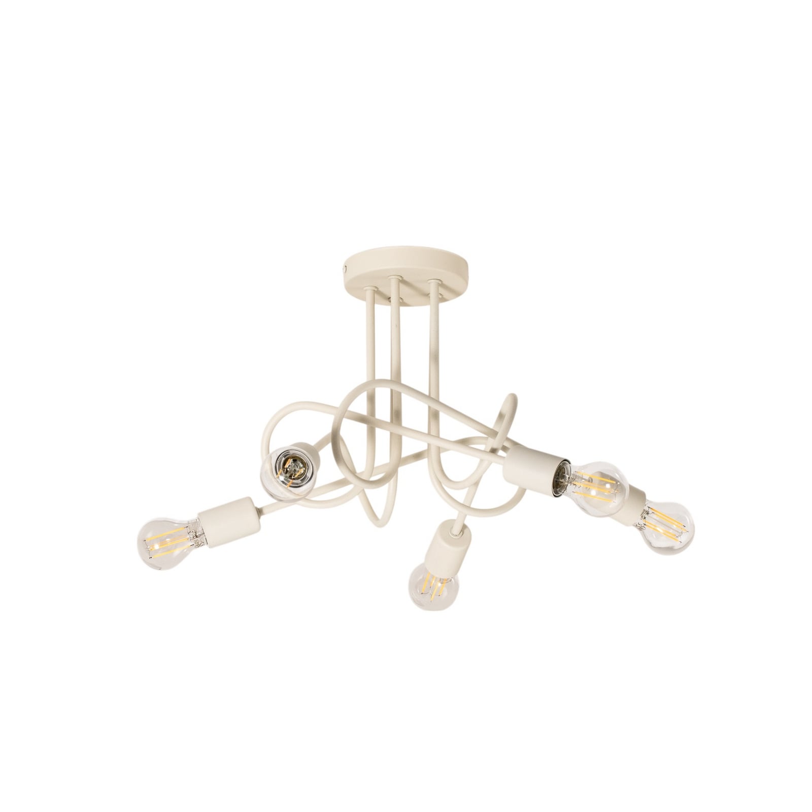 Taklampe Oxford 5-lys sand metall Ø47 cm montert i rom