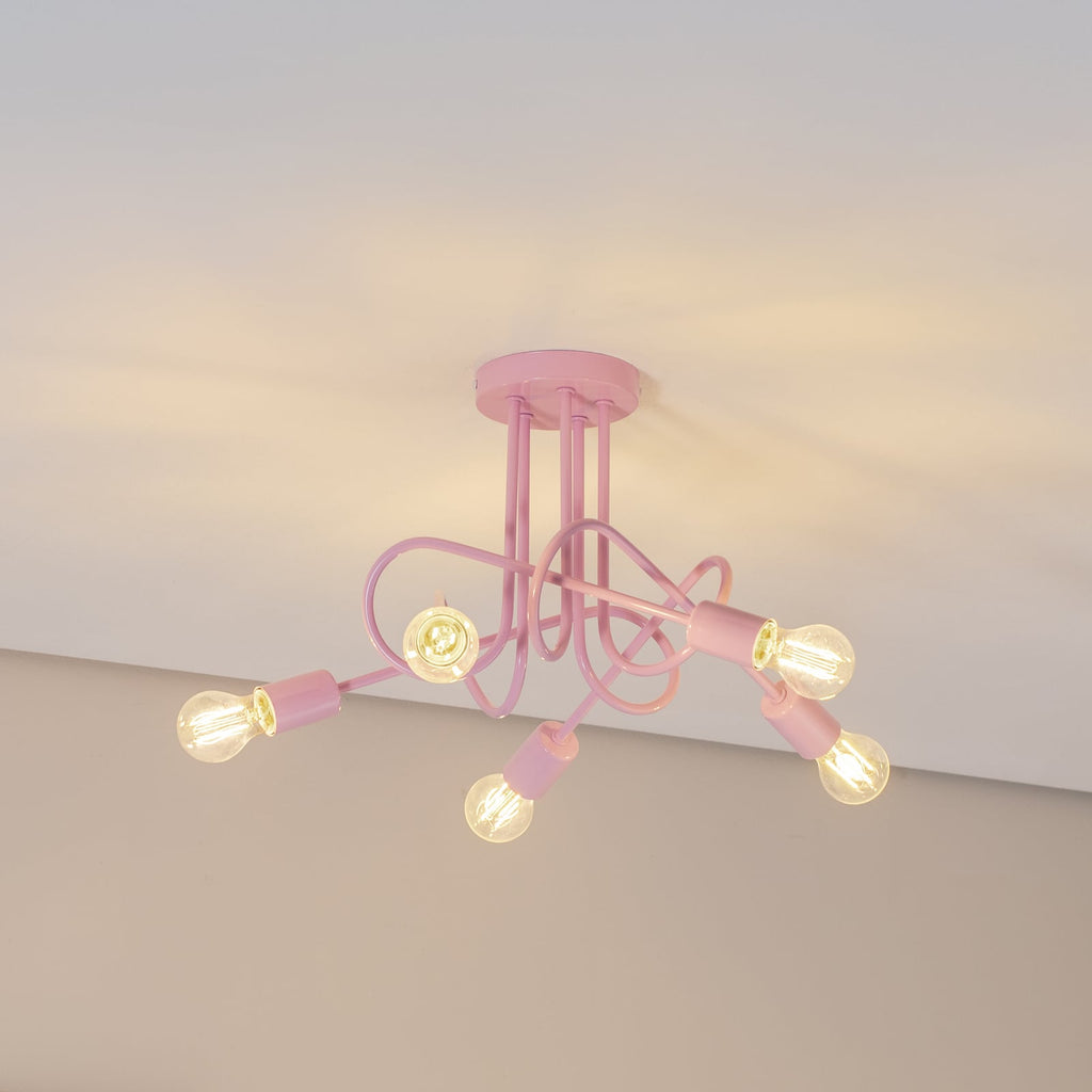Taklampe Oxford lysrosa 5-lys E27 Ø47 cm metall forfra