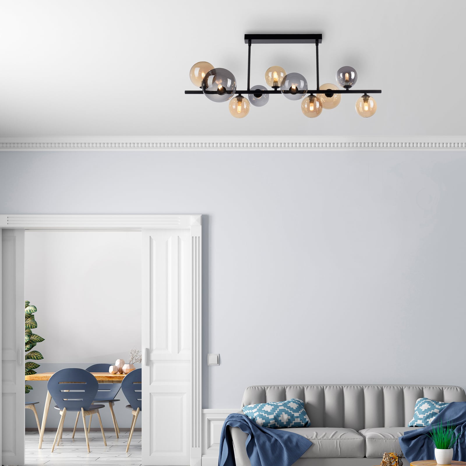 Taklampe Popsicle 10-lys sideprofil