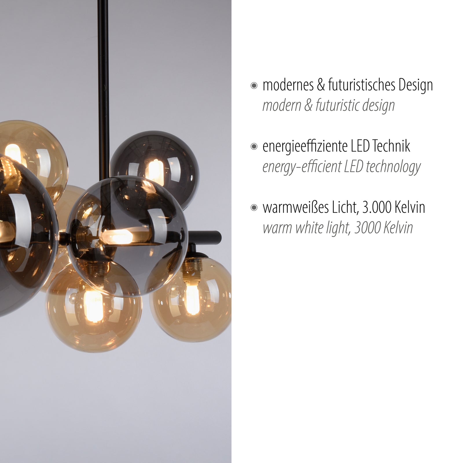 Taklampe Popsicle 10-lys med synlig G9-sokkel