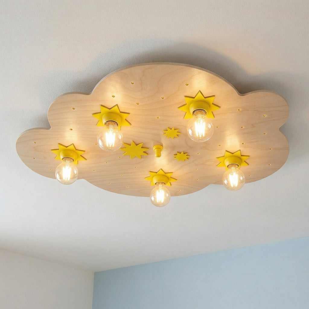 Taklampe Sternenwolke skyform bøk natur 75 cm E14 detalj av stjerner