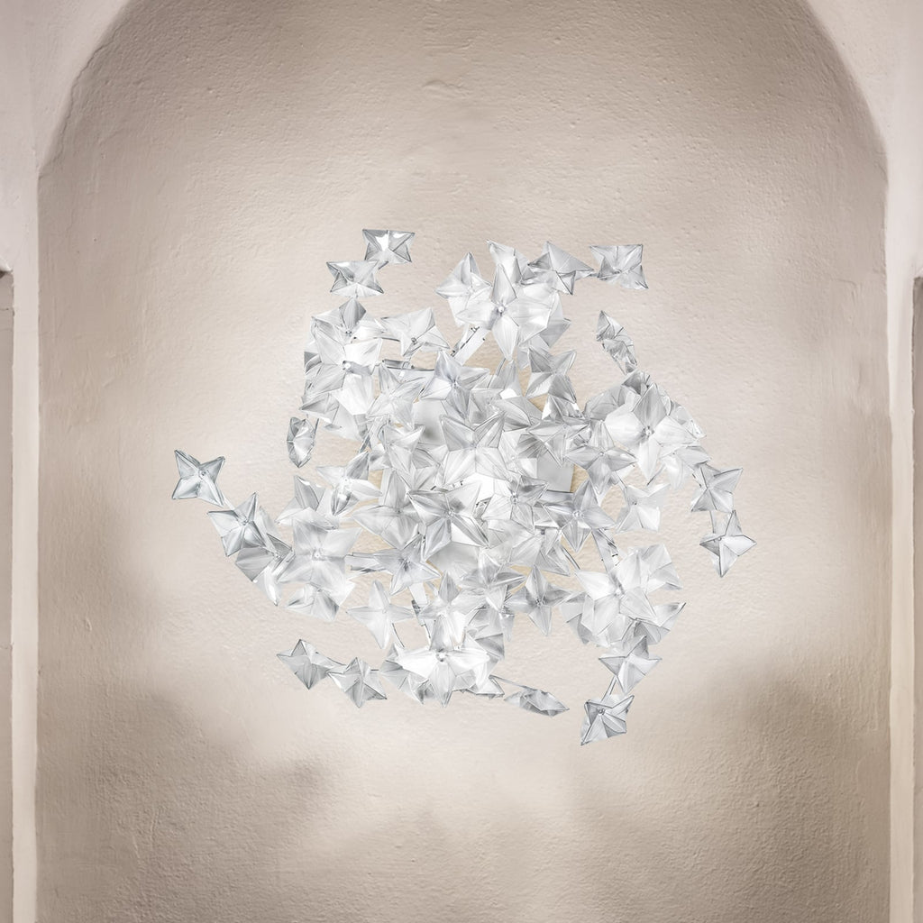 Nærbilde av Lentiflex materiale på Taklampe/vegglampe Hanami prisma Ø65 cm dimbar G9
