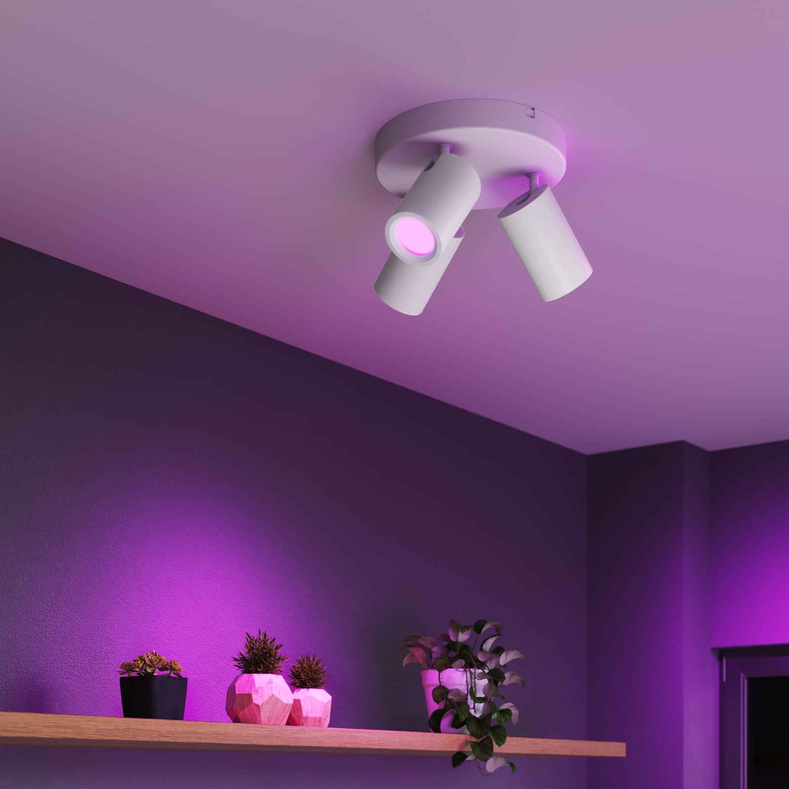 Takspot 3-lys smart hvit dimbar RGB GU10 Ø21 cm - Calex forfra
