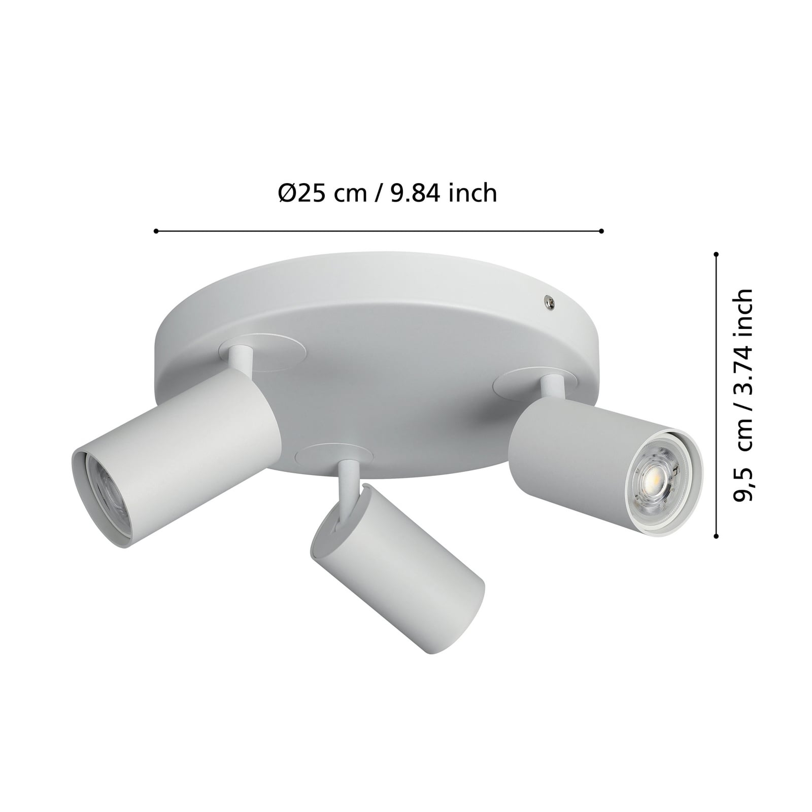 Detalj av Takspot 3-lys Telimbela-Z stål hvit dimbar RGB GU10 spotter