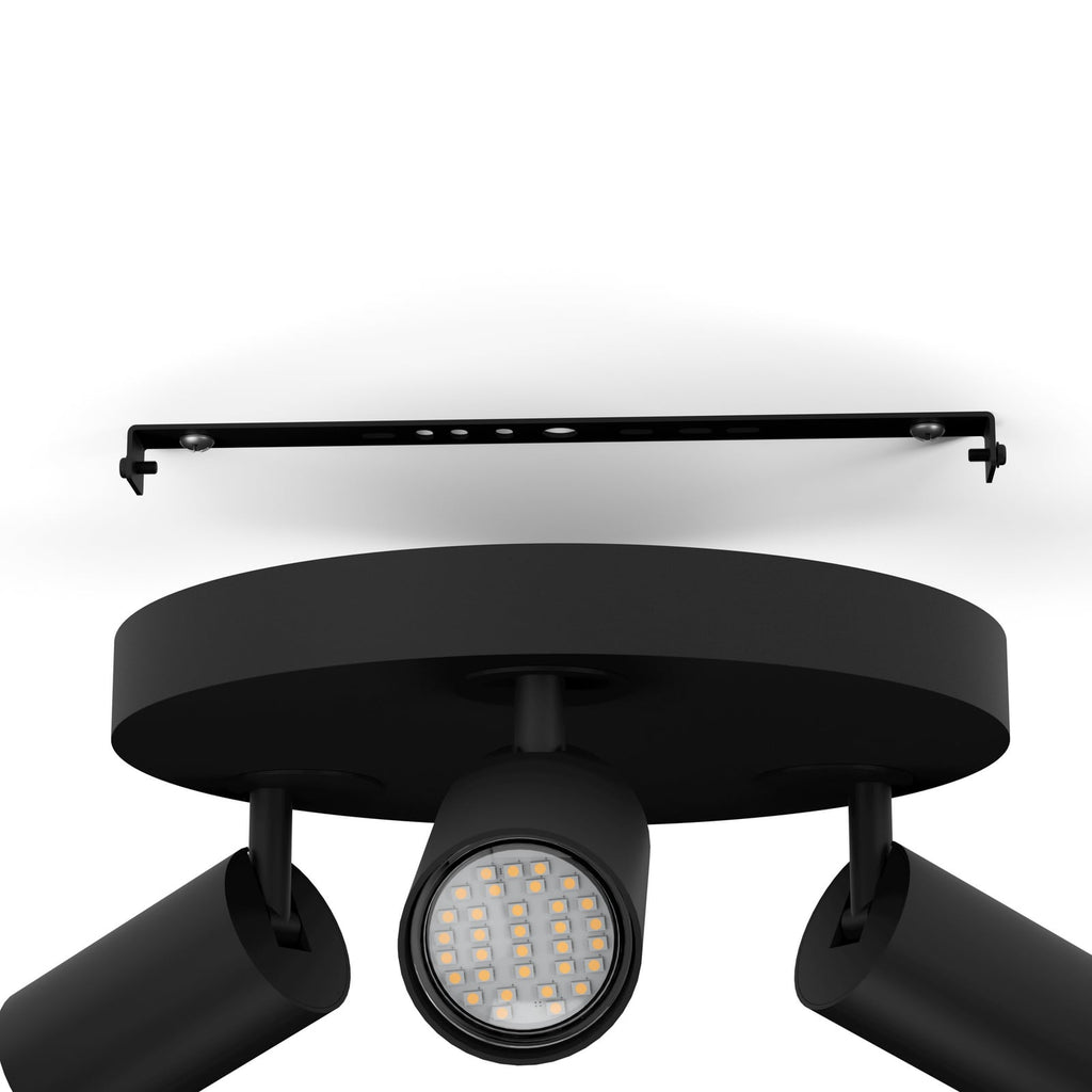 Nærbilde av LED-spot i Takspot 3-lys Telimbela-Z stål svart dimbar RGB GU10