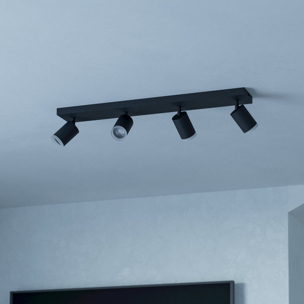 Takspot 4-lys Melitello-Z svart dimbar CCT 68 cm bakside
