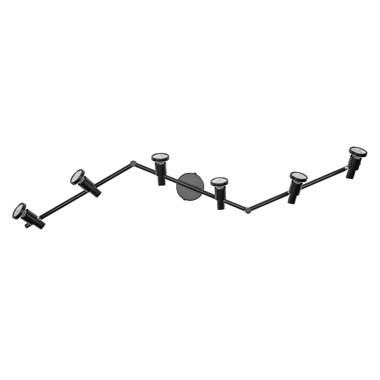Takspot 6-lys svart stål GU10 dimbar 119,8 cm - OSRAM justerbare spotter